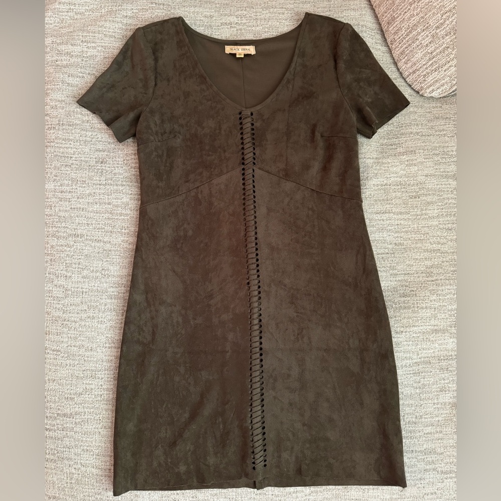Olive Green Black Swan Dress